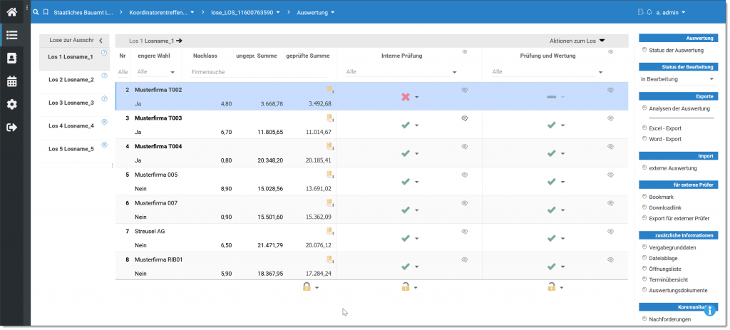 RIB eVergabeplattform: Neue Prüfung und Wertung