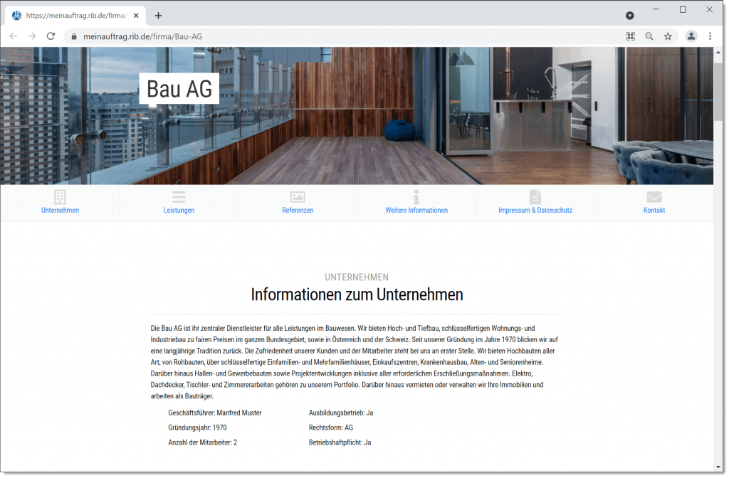 Firmenprofil - Eigene Webseite
